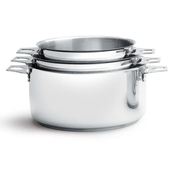 Batterie de 3 casseroles en inox amovibles MILADY TWISTY Ø16-18-20cm