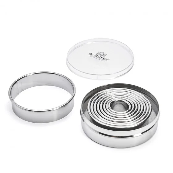 Boîte de 9 découpoirs ronds unis en inox Ø3 à 11cm