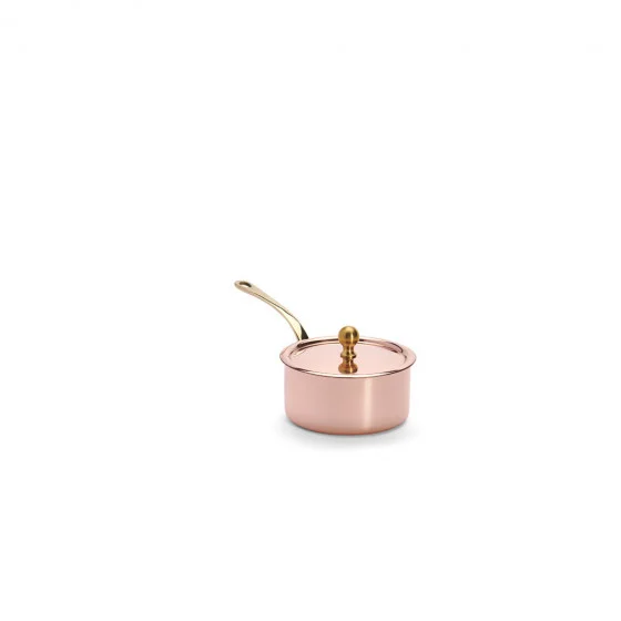 Casserole en cuivre INOCUIVRE Ø9cm avec couvercle & montures laiton