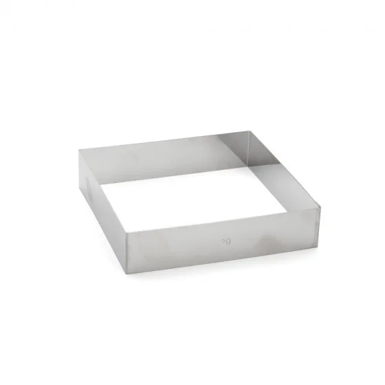 Cercle à entremets carré inox 20x20cm H.4,5cm