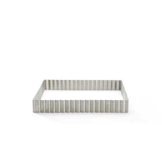 Cercle à tarte carré cannelé inox perforé 23x23cm