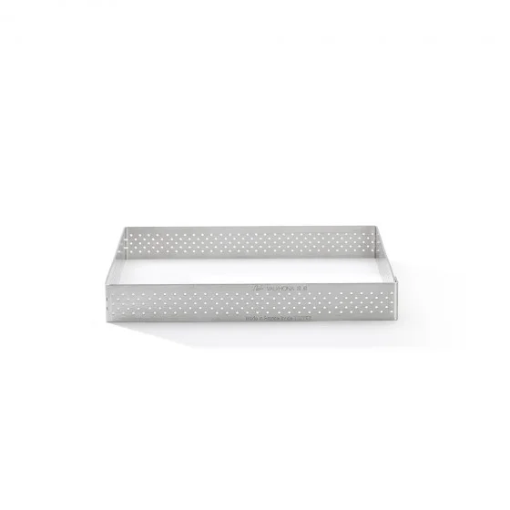 Cercle à tarte carré inox perforé VALRHONA 15x15cm H.2cm