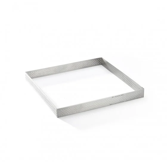 Cercle à tarte carré inox perforé VALRHONA 20x20cm H.2cm
