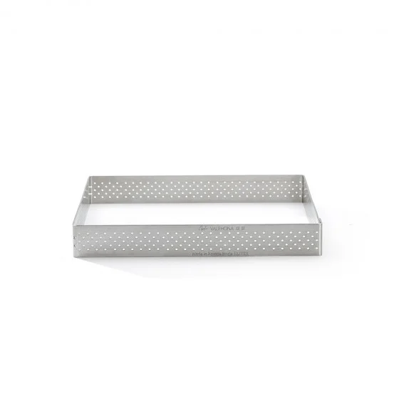 Cercle à tarte carré inox perforé VALRHONA 8x8cm H.2cm
