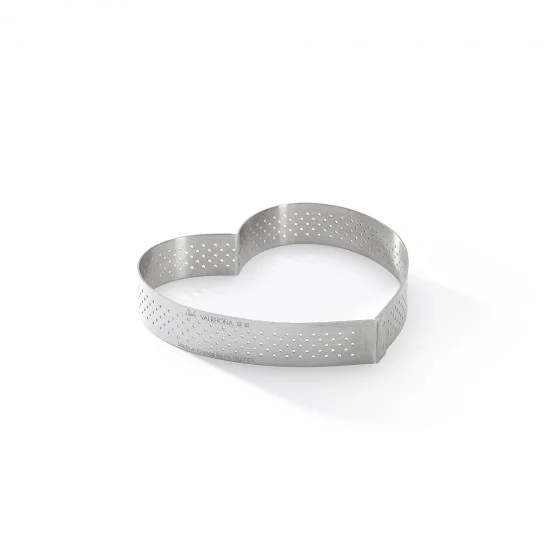 Cercle à tarte coeur inox perforé VALRHONA Ø12cm H.2cm
