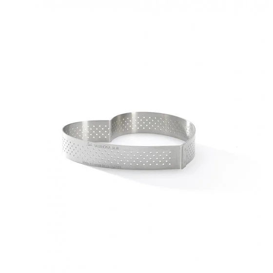 Cercle à tarte coeur inox perforé VALRHONA Ø12cm H.2cm