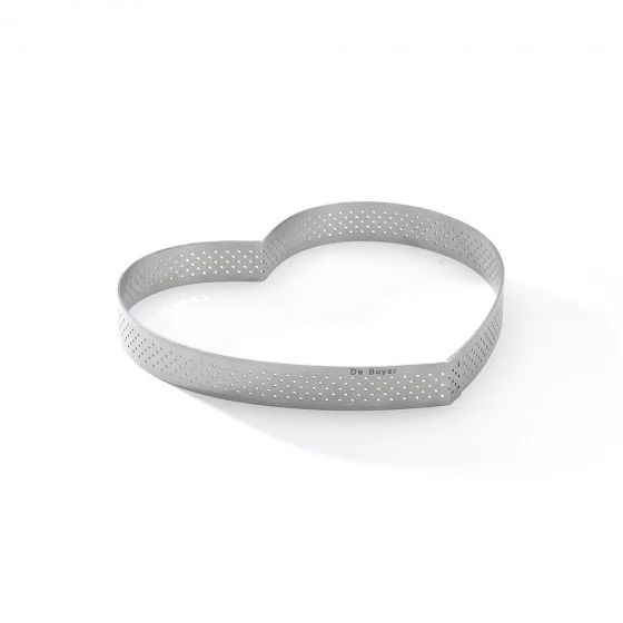 Cercle à tarte coeur inox perforé VALRHONA Ø18cm H.2cm