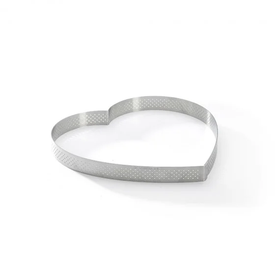 Cercle à tarte coeur inox perforé VALRHONA Ø22cm H.2cm