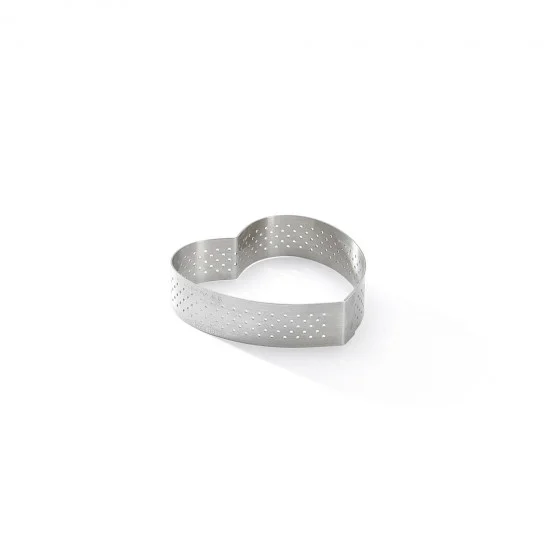 Cercle à tarte coeur inox perforé VALRHONA Ø8cm H.2cm
