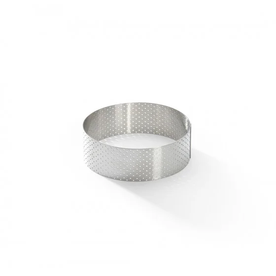 Cercle à tarte inox perforé VALRHONA Ø10,5cm H.3,5cm