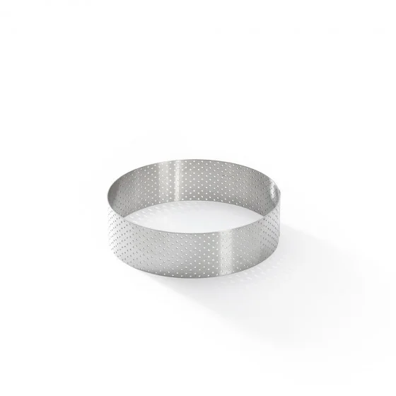 Cercle à tarte inox perforé VALRHONA Ø12,5cm H.3,5cm