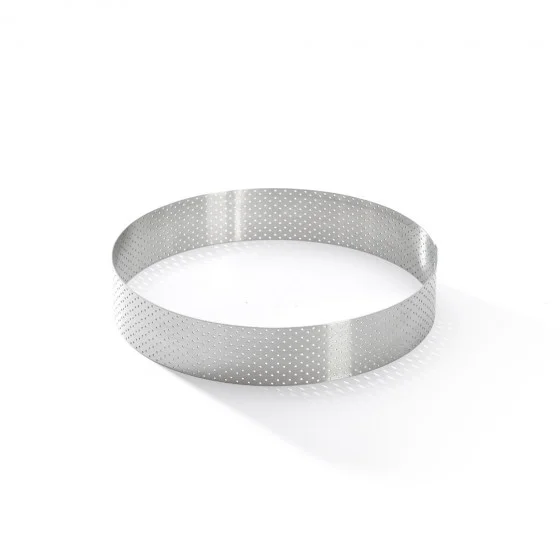 Cercle à tarte inox perforé VALRHONA Ø18,5cm H.3,5cm