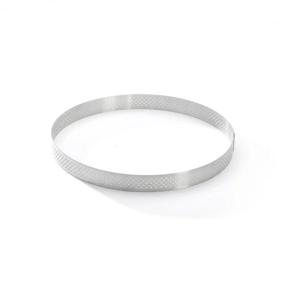 Cercle à tarte inox perforé VALRHONA Ø20,5cm H.2cm