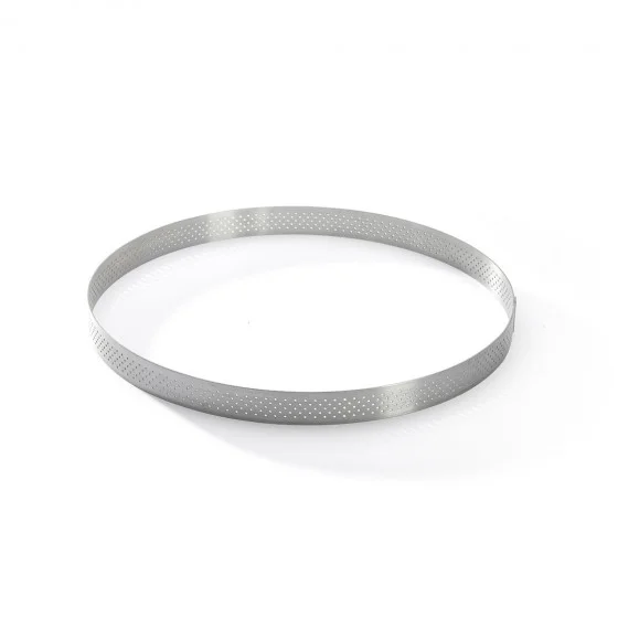 Cercle à tarte inox perforé VALRHONA Ø24,5cm H.2cm