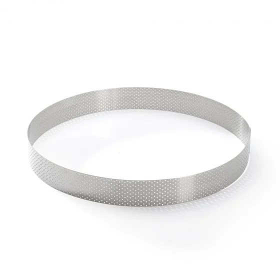 Cercle à tarte inox perforé VALRHONA Ø28,5cm H.3,5cm