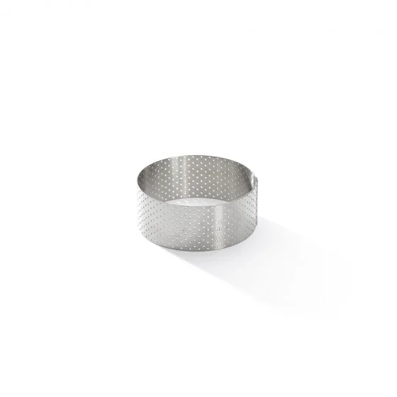 Cercle à tarte inox perforé VALRHONA Ø8,5cm H.3,5cm