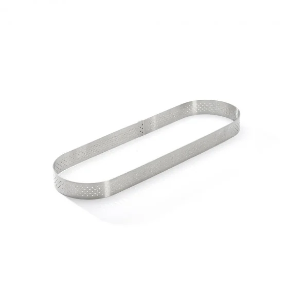 Cercle à tarte oblong inox perforé VALRHONA 27x8cm H.2cm