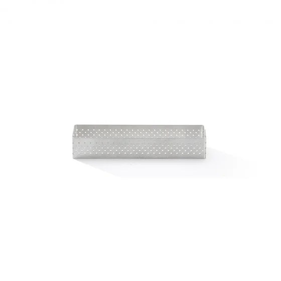Cercle à tarte rectangle inox perforé VALRHONA 12x4cm H.2cm