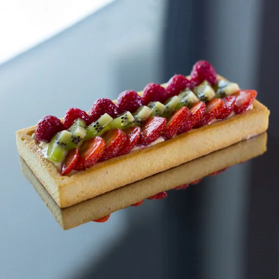 Cercle à tarte rectangle inox perforé VALRHONA 12x4cm H.2cm