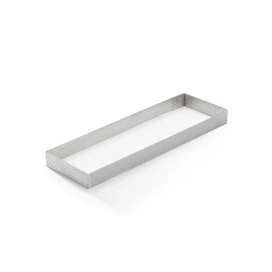 Cercle à tarte rectangle inox perforé VALRHONA 25x8cm H.2cm