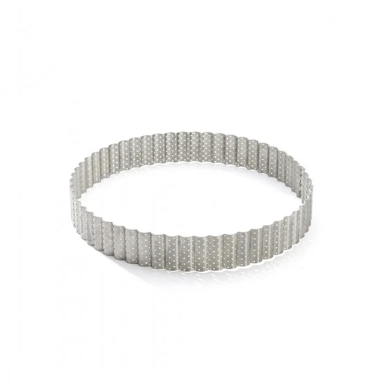 Cercle à tarte rond cannelé inox perforé Ø20cm