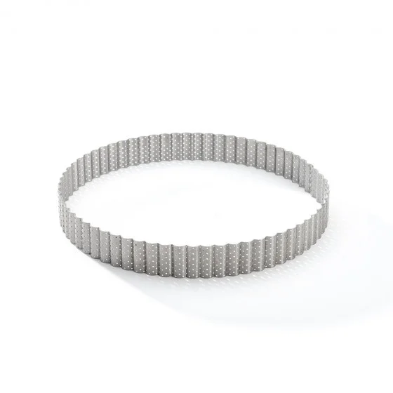 Cercle à tarte rond cannelé inox perforé Ø24cm