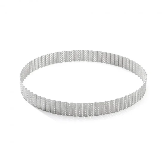 Cercle à tarte rond cannelé inox perforé Ø28cm