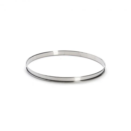 Cercle à tarte rond inox bord roulé Ø24cm H.2cm