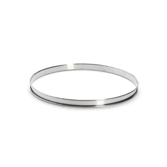 Cercle à tarte rond inox bord roulé Ø26cm H.2cm
