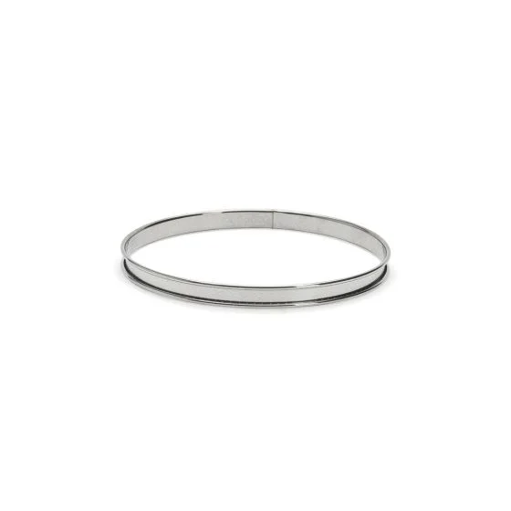 Cercle à tarte rond inox perforé bord roulé Ø24cm H.2cm
