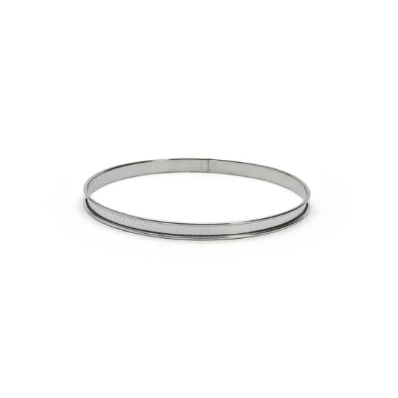 Cercle à tarte rond inox perforé bord roulé Ø26cm H.2cm