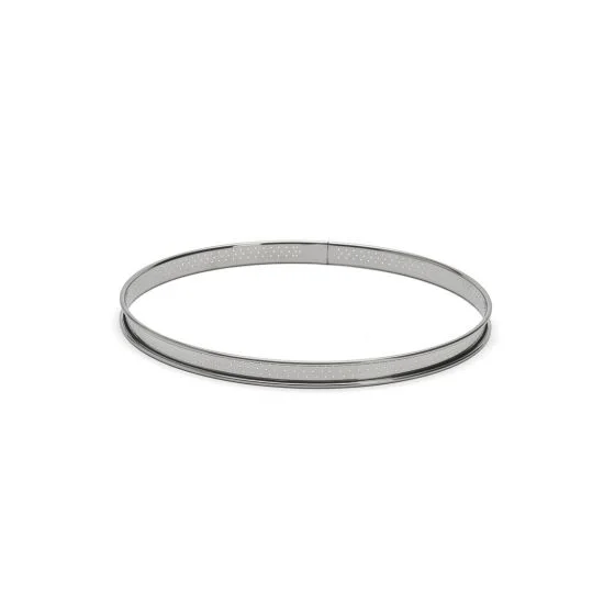 Cercle à tarte rond inox perforé bord roulé Ø28cm H.2cm
