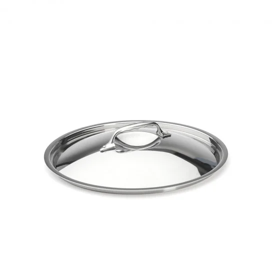 Couvercle en inox avec pontet en fonte d'inox Ø28cm