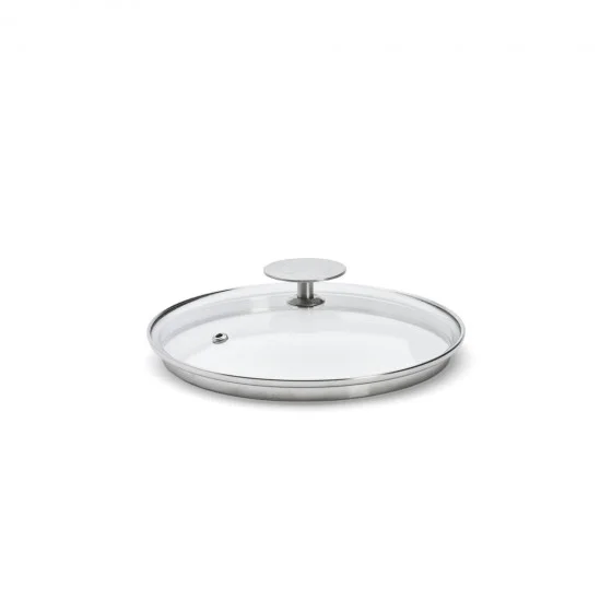 Couvercle en verre universel avec pontet inox Ø18cm