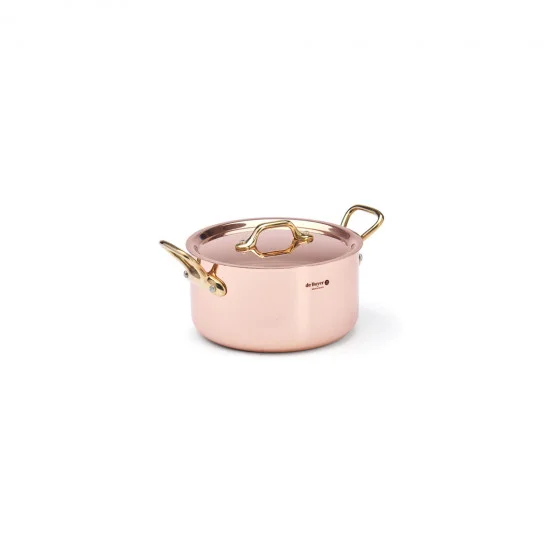 Faitout en cuivre INOCUIVRE Ø16cm avec couvercle & montures laiton