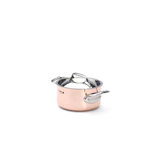 Faitout en cuivre avec couvercle inox PRIMA MATERA Ø16cm - anses inox