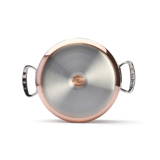 Faitout en cuivre avec couvercle inox PRIMA MATERA Ø28cm - anses inox