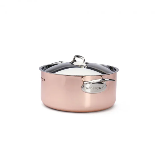 Faitout en cuivre avec couvercle inox PRIMA MATERA Ø28cm - anses inox