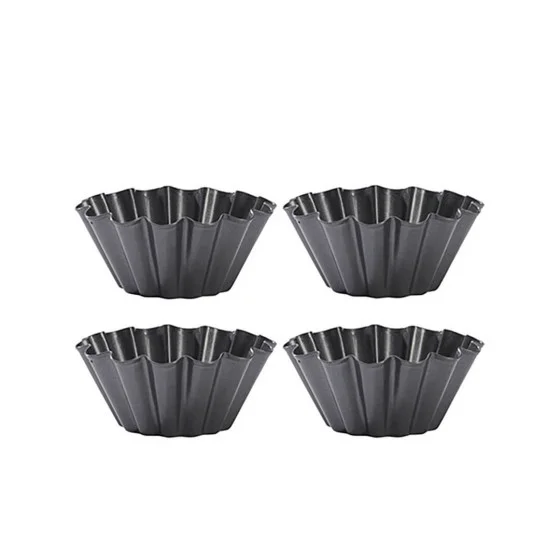 Lot de 4 moules à briochette acier antiadhésif Ø10x4,5cm