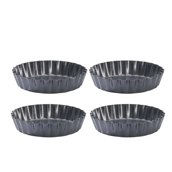 Lot de 4 moules à tartelette cannelée antiadhésif Ø12cm