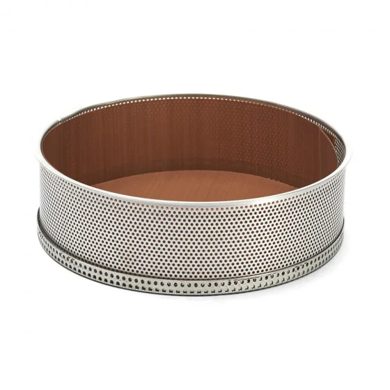 Moule à manqué inox perforé Ø24cm + 2 feuilles de cuisson antiadhésive
