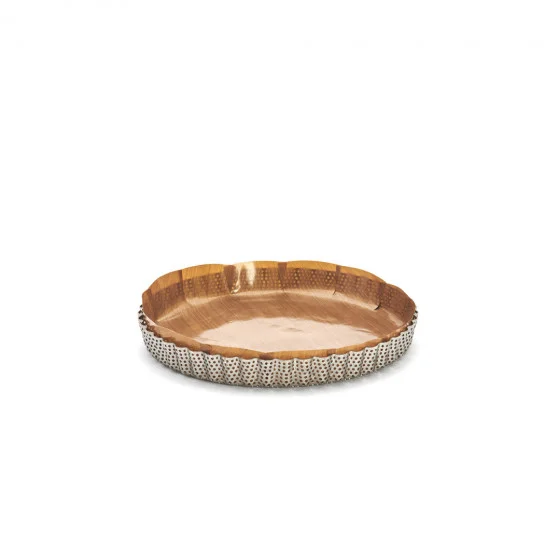 Moule à tarte inox perforé Ø24cm + 2 feuilles de cuisson antiadhésive