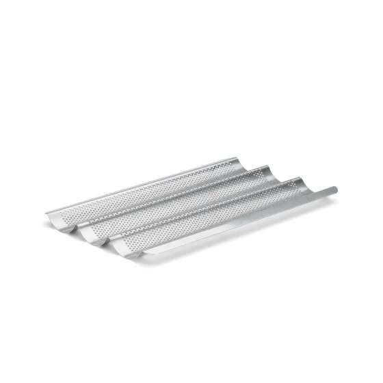 Plaque de cuisson inox perforée 3 baguettes 40x24,5cm