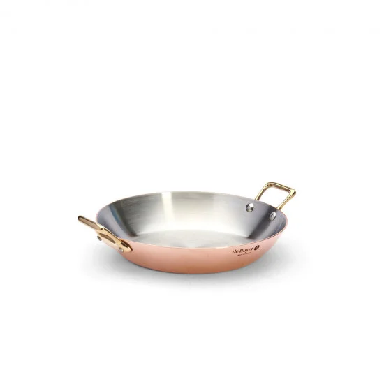 Plat à four en cuivre INOCUIVRE Ø24cm montures laiton
