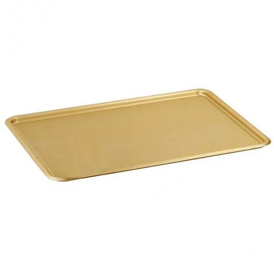 Plateau pâtissier bords ronds, alu anodisé coloris « or » 31x24cm