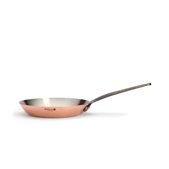 Poêle à frire en cuivre INOCUIVRE Ø28cm queue fonte d'acier
