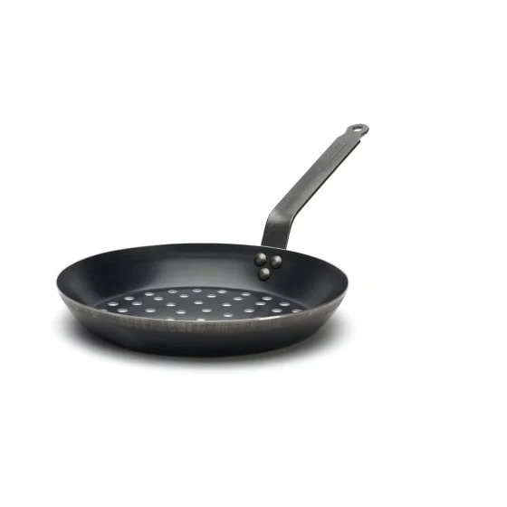 Poêle à marrons perforée acier bleui BLUE CARBON Ø28cm