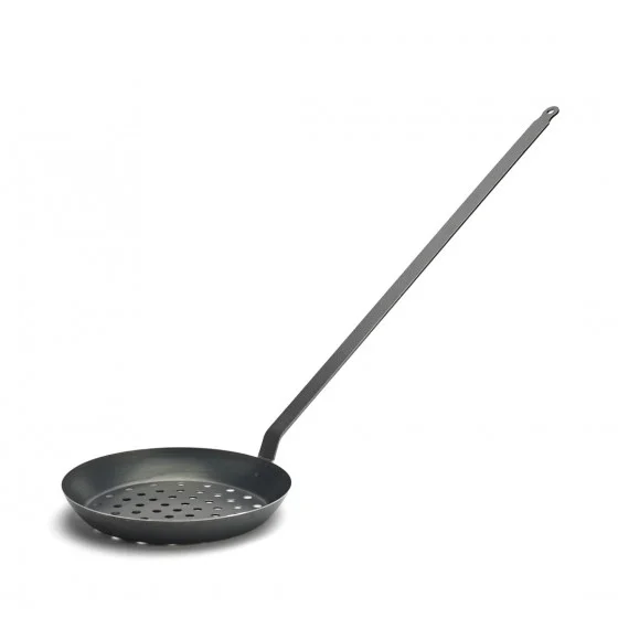 Poêle à marrons perforée acier bleui BLUE CARBON Ø28cm queue longue 70cm