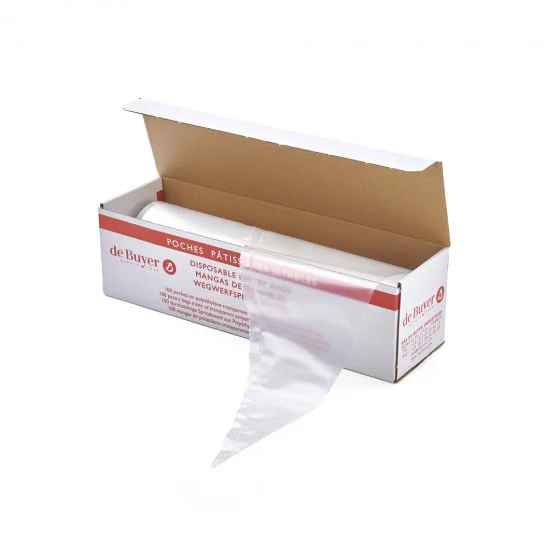 Rouleau de 100 poches pâtissières jetables polyéthylène 50cm