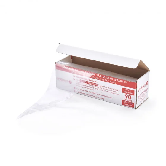 Rouleau de 100 poches pâtissières jetables polyéthylène 55cm